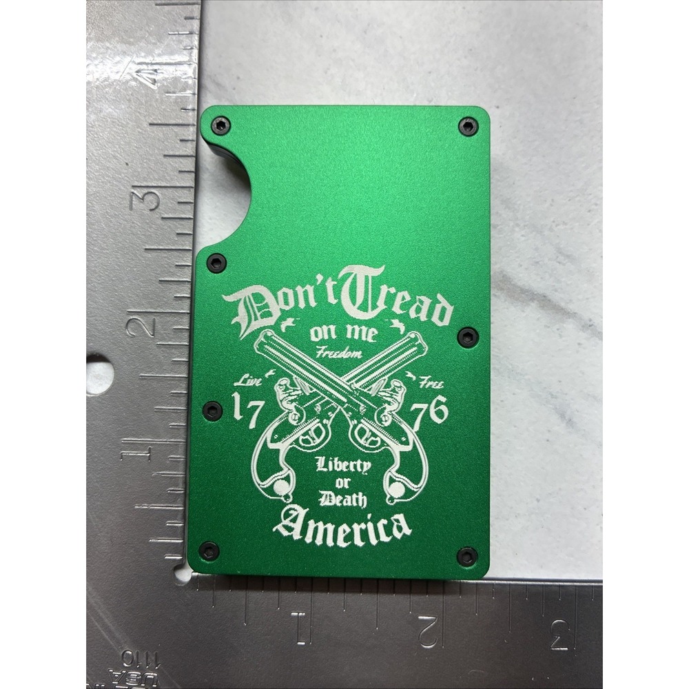 Metal Slim "Don't Tread On Me" Liberty Or Death Logo RFID Blocking Wallet